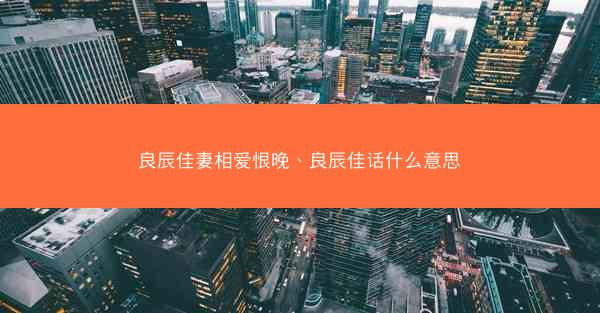 良辰佳妻相爱恨晚、良辰佳话什么意思