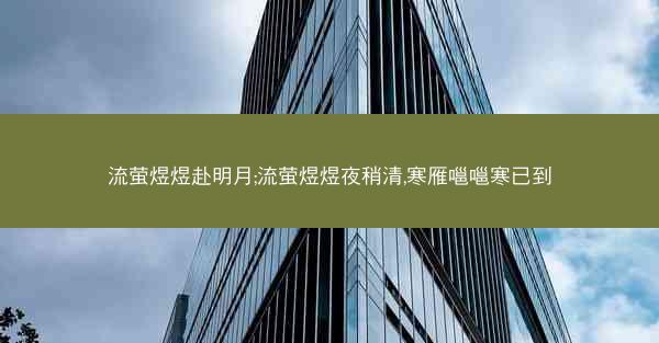 流萤煜煜赴明月;流萤煜煜夜稍清,寒雁嗈嗈寒已到