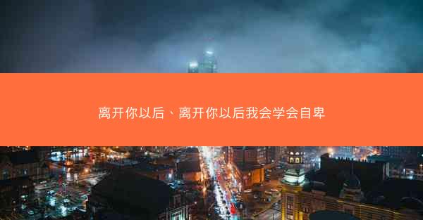 离开你以后、离开你以后我会学会自卑 离开你以后、离开你以后我会学会自卑