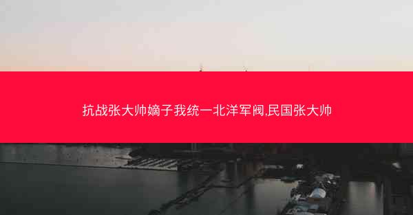 抗战张大帅嫡子我统一北洋军阀,民国张大帅