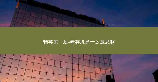 精英第一班-精英班是什么意思啊
